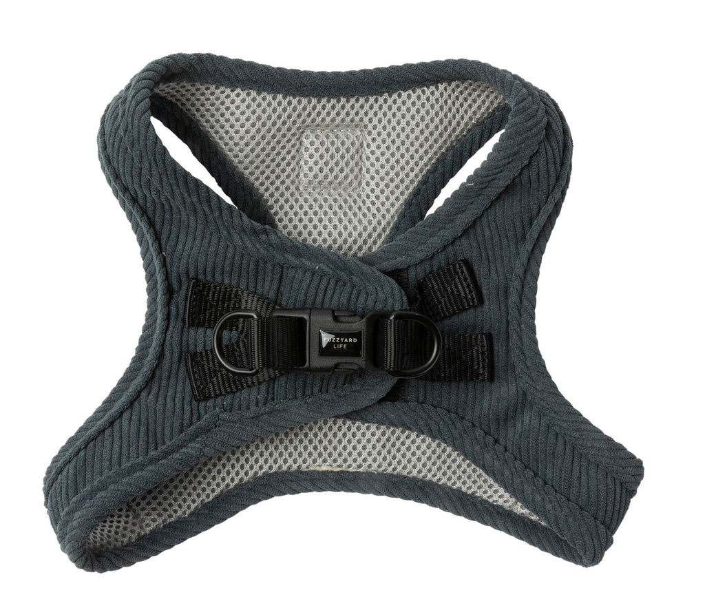 FuzzYard Life Corduroy Step In Harness - Slate Grey