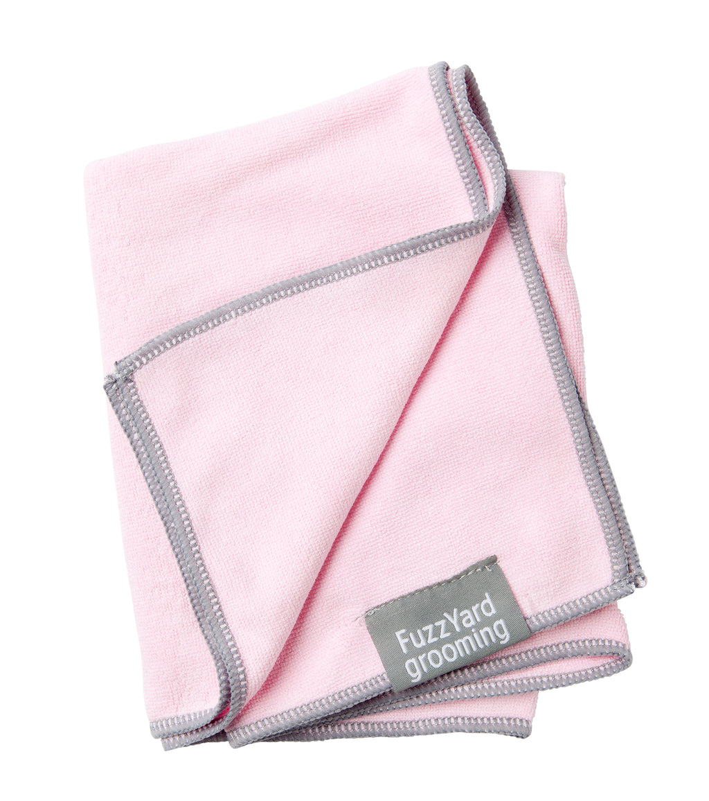 Microfibre Drying Towel For Puppies, Pink With Grey Trim