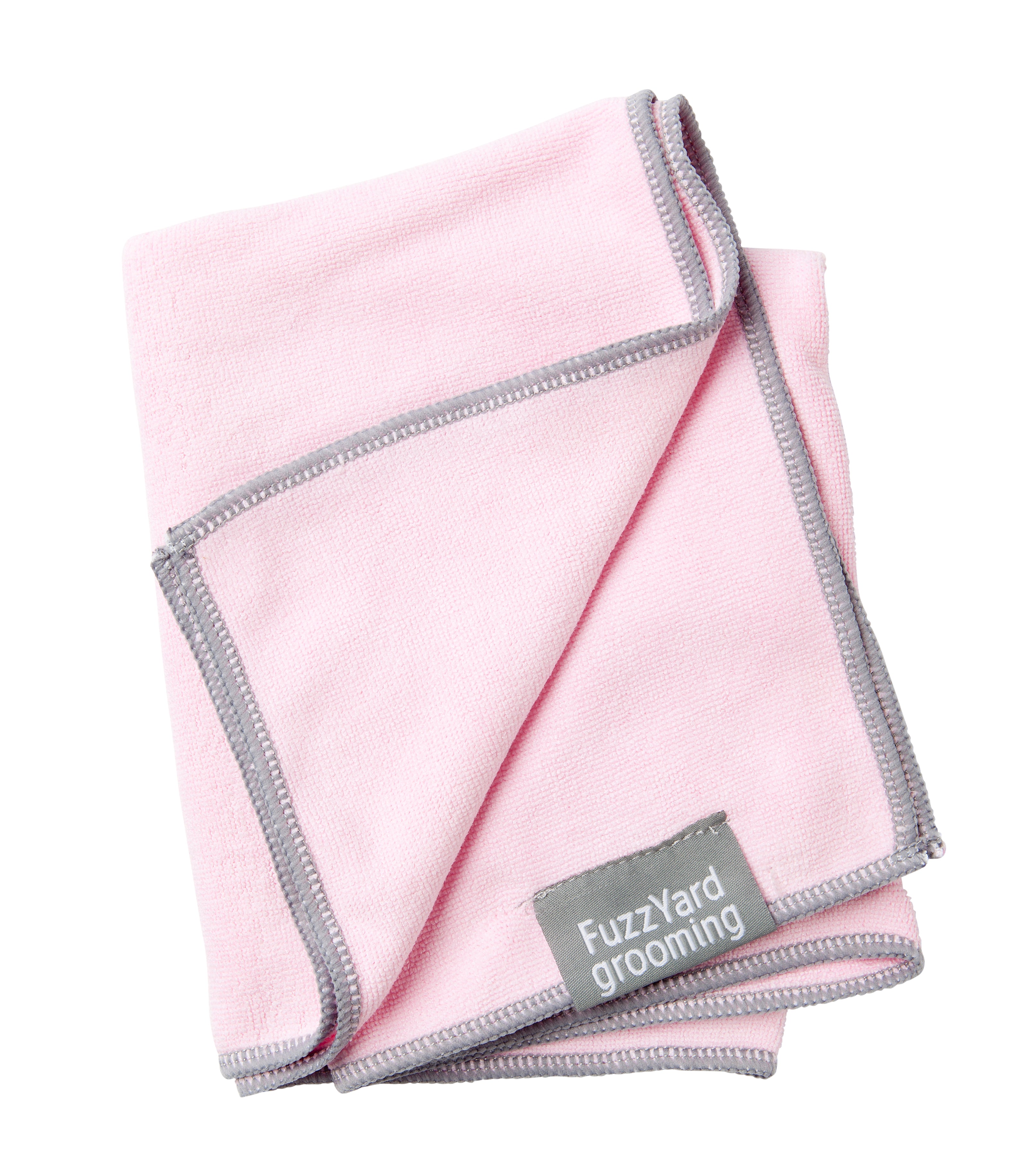 Microfibre Drying Towel For Puppies, Pink With Grey Trim